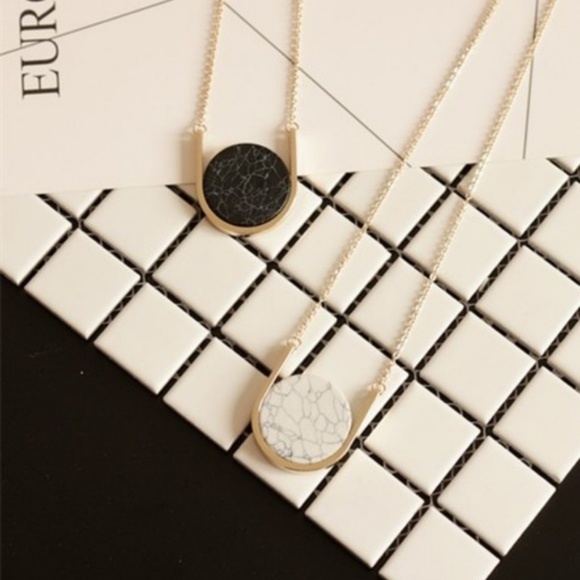 {Trendy Jewels}Marbled Stone Chain Necklaces - Picture 2 of 3